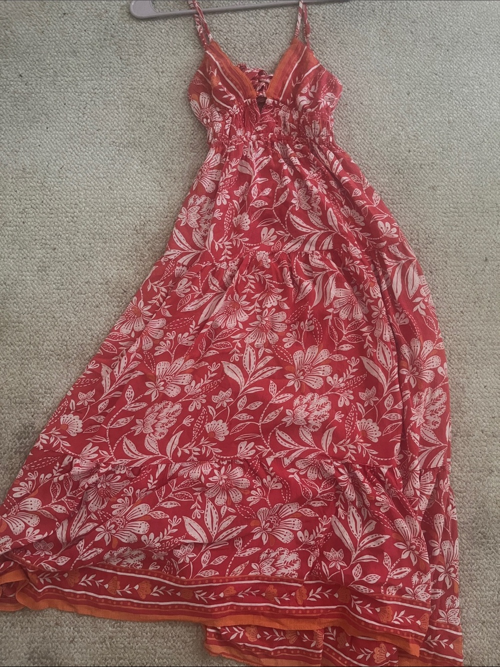 Pink Floral Maxi Dress with Spaghetti Straps